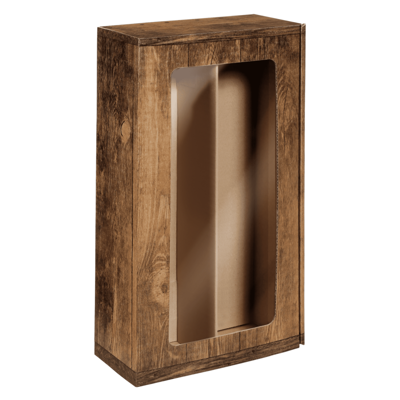 Präsentkarton <Sichtfenster> Passepartout Vintage - stabile Präsentverpackung mit Sichtfenster aus Wellpappe