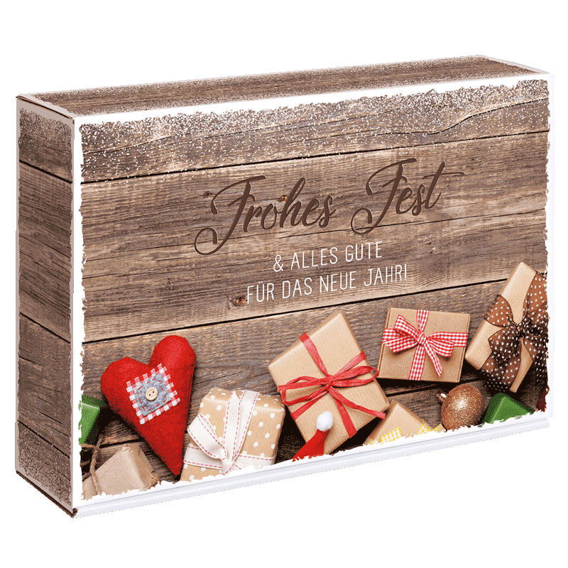 Präsentkarton Weihnachtswünsche - stabile & nachhaltige Verpackungslösung aus Wellpappe