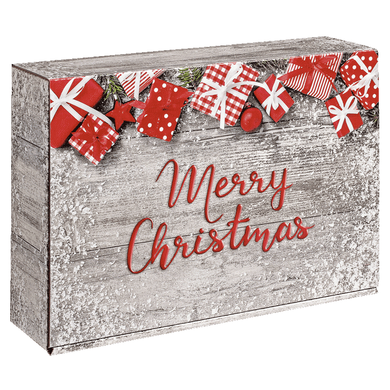 Präsentkarton Merry Christmas - stabile & nachhaltige Verpackungslösung aus Wellpappe