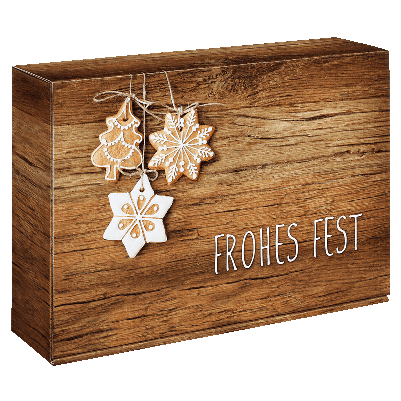Präsentkarton Frohes Fest - stabile & nachhaltige Verpackungslösung aus Wellpappe