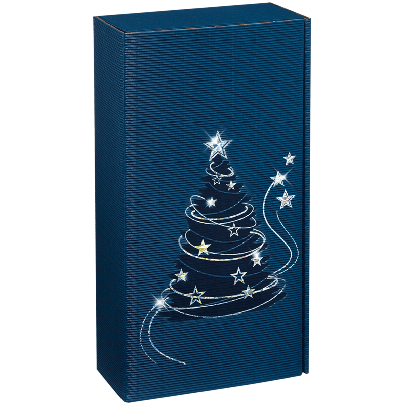 Präsentkarton Lichterglanz Saphirblau - stabile & nachhaltige Verpackungslösung aus Wellpappe