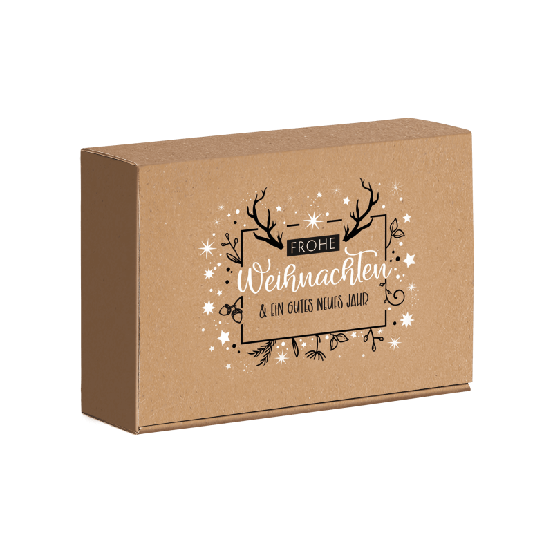Geschenkbox Frohe Weihnachten - stabile & nachhaltige Verpackungslösung aus Wellpappe