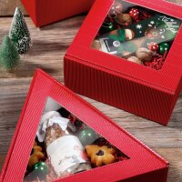 Geschenkboxen Rot I Sichtfenster I mittel I 198x190x99 mm
