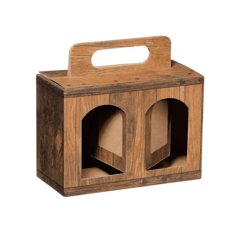 Tragebox Für Gourmet Vintage - stabile Präsentverpackung mit Sichtfenster aus Wellpappe