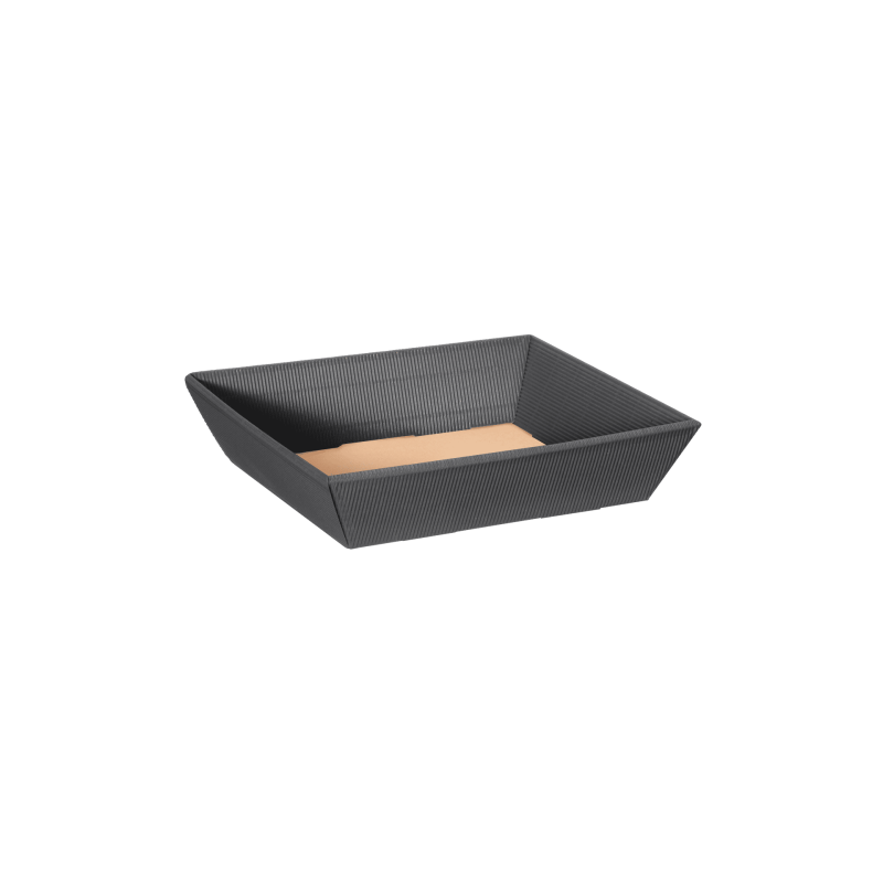 Präsentkorb Viereckig Flach Anthrazit - stabile & nachhaltige Verpackungslösung aus Wellpappe