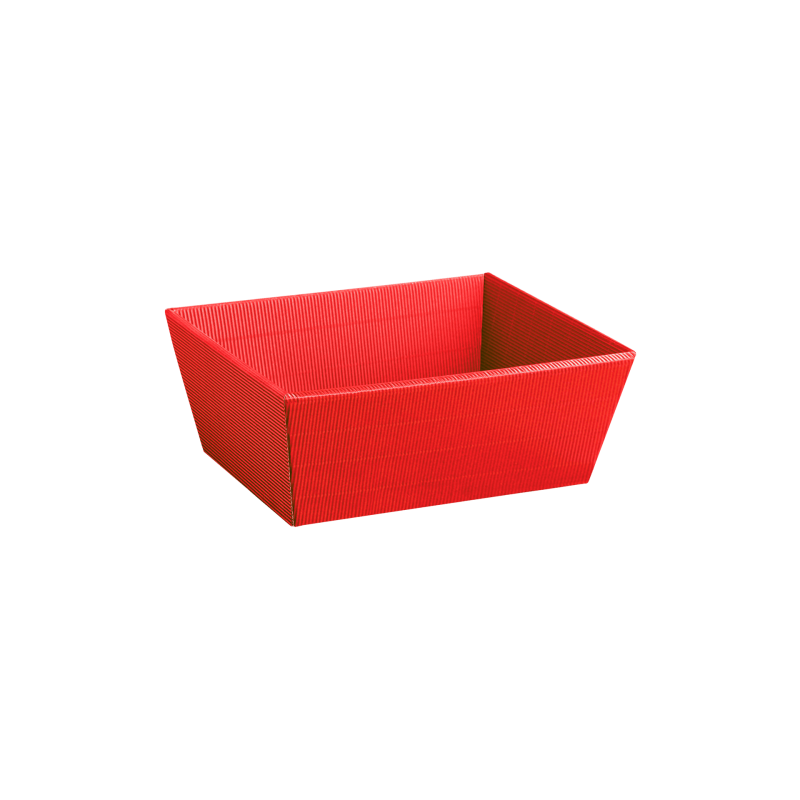 Präsentkorb Viereckig Rot - stabile & nachhaltige Verpackungslösung aus Wellpappe