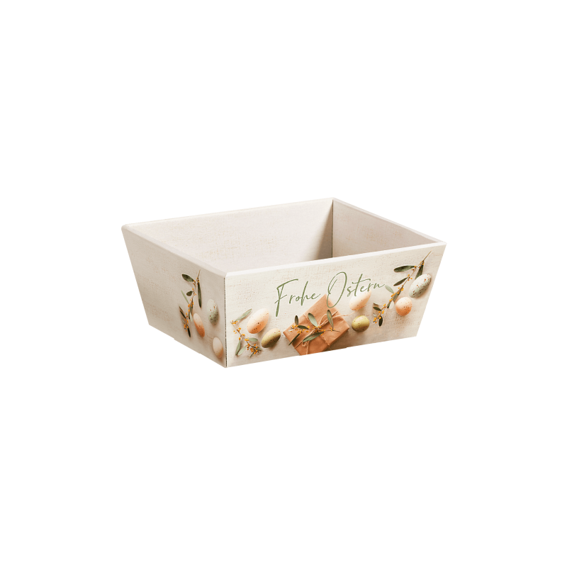 Präsentkorb Viereckig Frohe Ostern - stabile & nachhaltige Verpackungslösung aus Wellpappe
