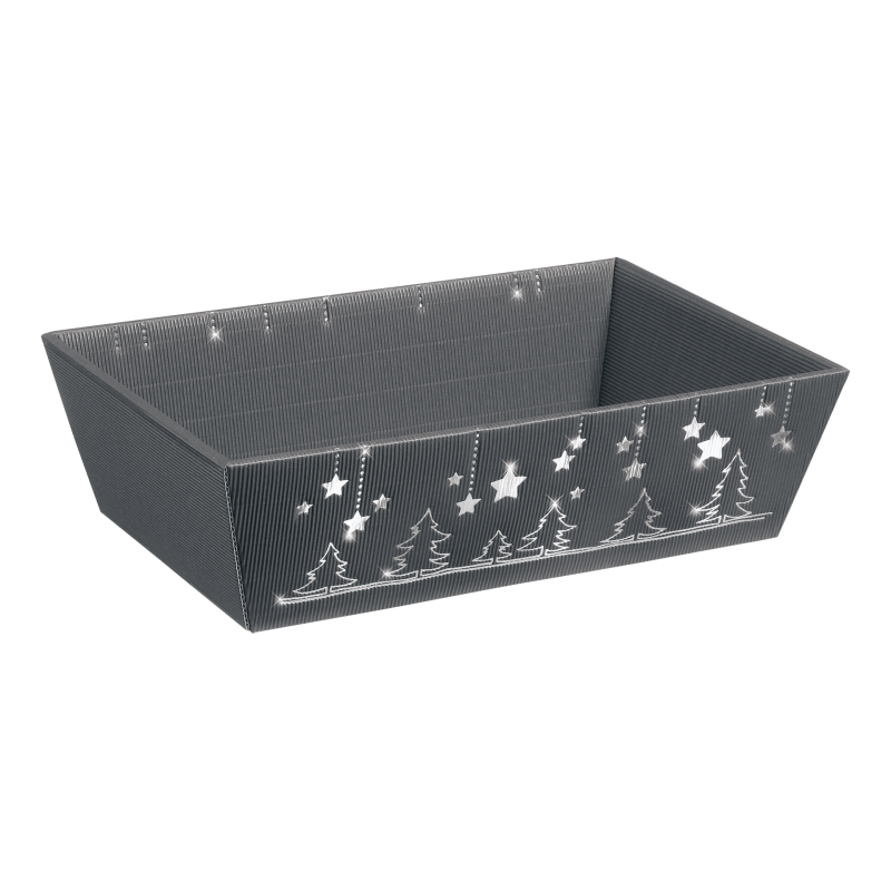 Präsentkorb Viereckig Weihnachtsglanz - stabile & nachhaltige Verpackungslösung aus Wellpappe