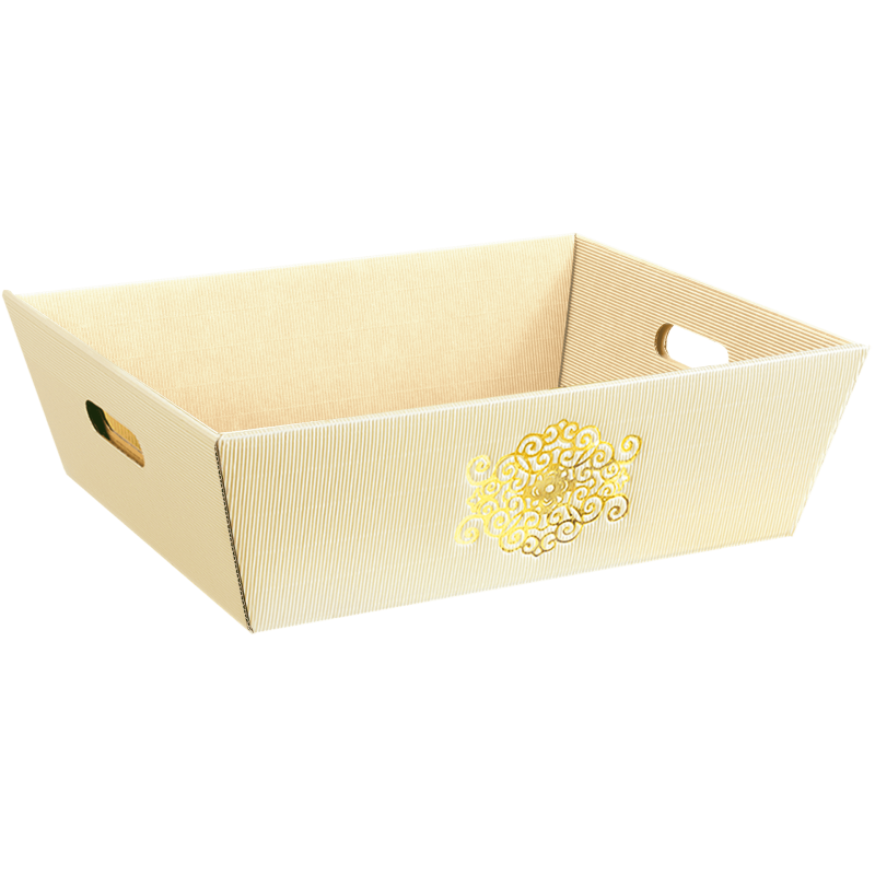 Präsentkorb Viereckig Signum - stabile & nachhaltige Verpackungslösung aus Wellpappe