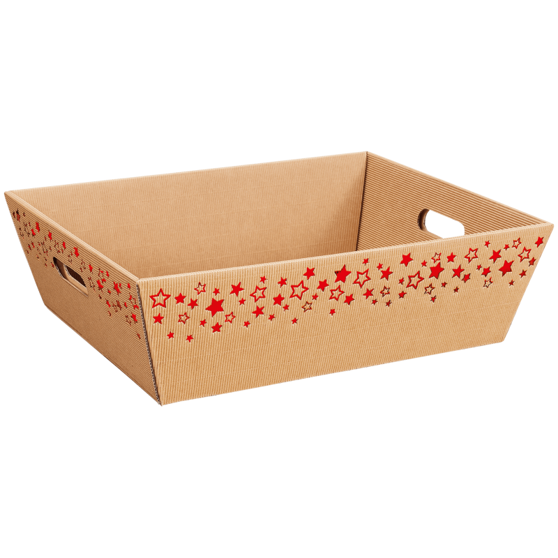 Präsentkorb Viereckig Happy Stars - stabile & nachhaltige Verpackungslösung aus Wellpappe