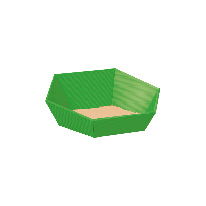 Präsentkorb Sechseckig Hellgrün - stabile & nachhaltige Verpackungslösung aus Wellpappe