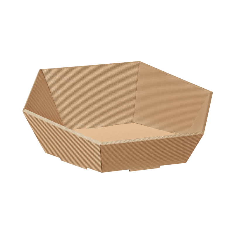 Präsentkorb Sechseckig Natura - stabile & nachhaltige Verpackungslösung aus Wellpappe