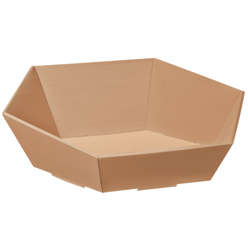 Präsentkorb Sechseckig Natura - stabile & nachhaltige Verpackungslösung aus Wellpappe