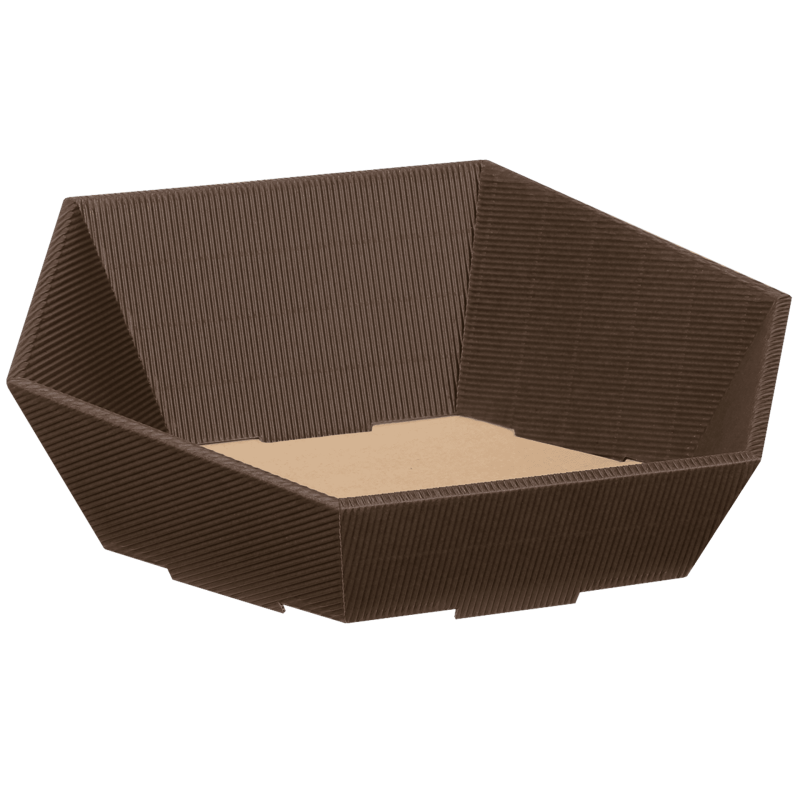 Präsentkorb Sechseckig Braun - stabile & nachhaltige Verpackungslösung aus Wellpappe