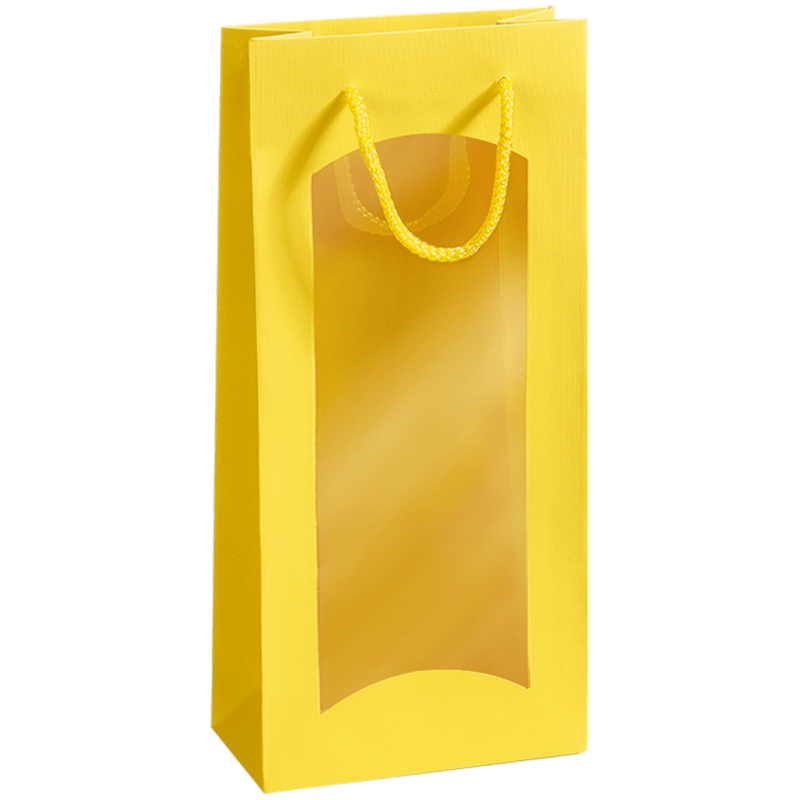 Papiertüte Gelb - stabile Präsentverpackung mit Sichtfenster aus Papier