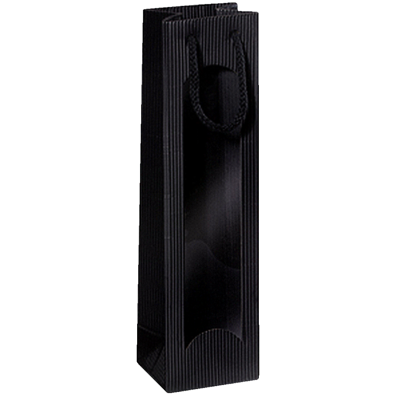 Geschenktüte Schwarz - stabile Präsentverpackung mit Sichtfenster aus Wellpappe