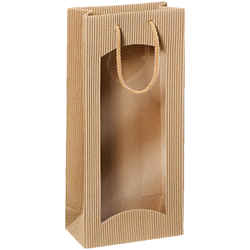 Geschenktüte Natur - stabile Präsentverpackung mit Sichtfenster aus Wellpappe