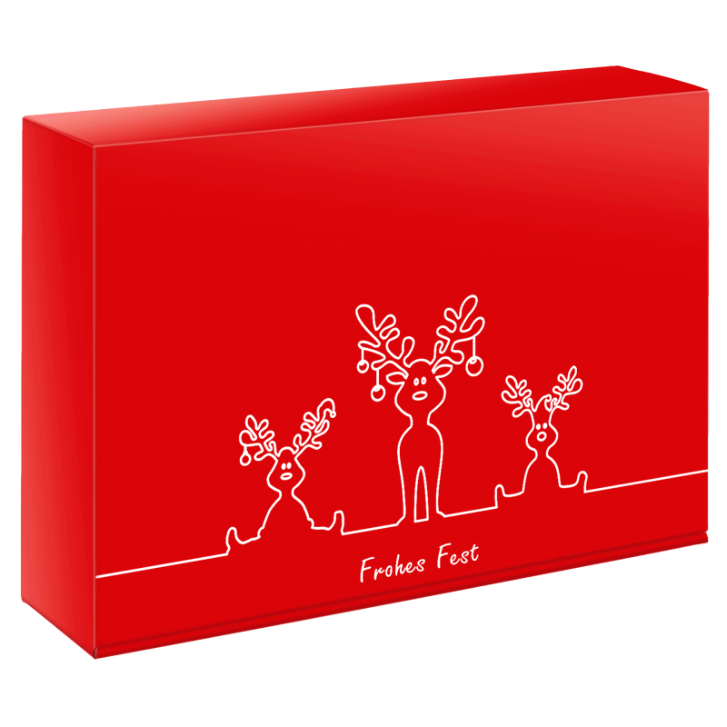 Präsentkarton Rentier Trio - stabile & nachhaltige Verpackungslösung aus Wellpappe