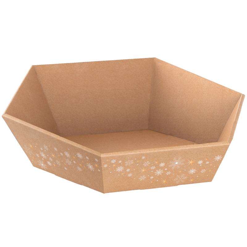 Präsentkorb Sechseckig Wintertime - stabile & nachhaltige Verpackungslösung aus Wellpappe