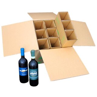 ECOLINE bottle cartons | 9 bottles 0.75 L | 316 x 305 x 368 mm