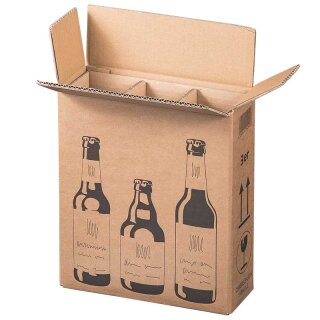 Shipping boxes BEER | 3 bottles 0.33 - 0.5 L | 255x88x288 mm