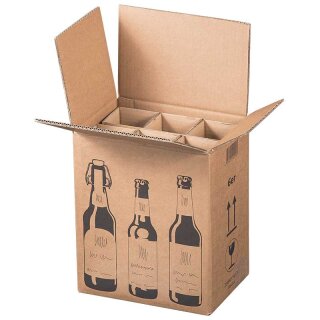 Versandkartons BIER | 6 Flaschen 0,33 - 0,5 L | 255x175x294 mm