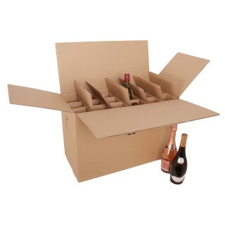 BOXXwell Flaschenversandkartons | 18 Flaschen 0,75 - 1 L | 610x285x380 mm