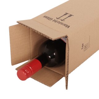 BOXXwell Flaschenversandkartons ohne Gefache | 1 Flasche 0,75 - 1 L | 112 x 112 x 380 mm